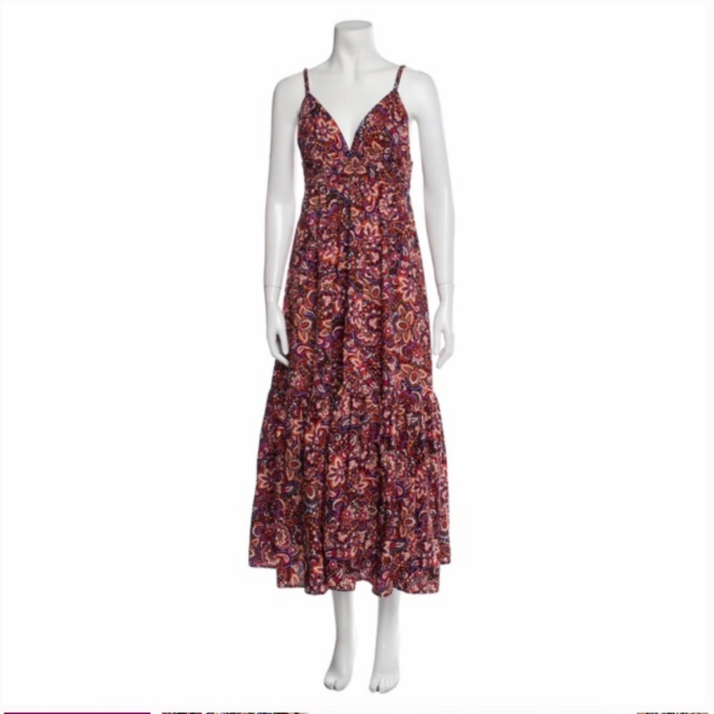 LIKE NEW Jason Wu Multicolor Paisley Open Back Tiered Maxi Dress XS